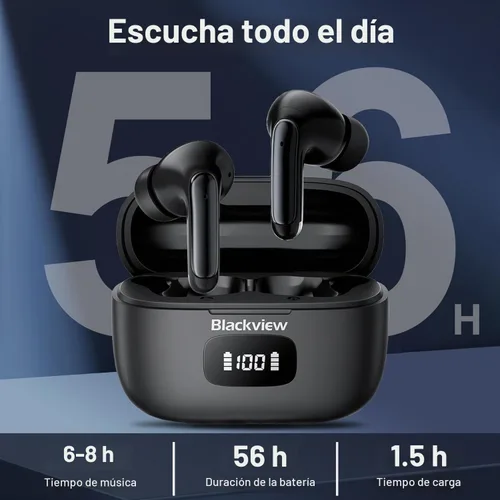 Vista 3 de Auriculares inalámbricos con cancelación de ruido Bluetooth 5.3, auriculares deportivos con micrófono integrado, IPX7 impermeable y pantalla LED