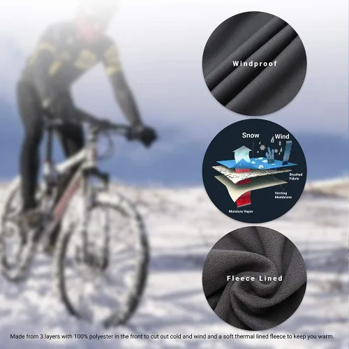 Vista 3 de Souke Sports Pantalones de ciclismo de invierno para hombre, a prueba de viento, de forro polar térmico para ciclismo pantalones deportivos
