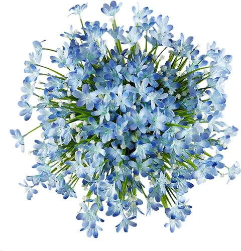 Vista 2 de 6 paquetes de flores artificiales de narcisos, vegetación artificial falsa, resistente a los rayos UV, no se decolora, plantas de plástico sintético