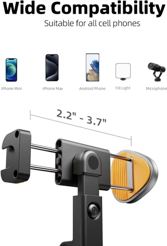 Vista 6 de TODI Trípode para selfie stick para teléfono celular de 63 pulgadas, trípode portátil para iPhone con control remoto inalámbrico, soporte extensible