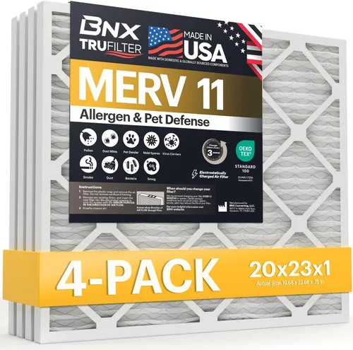 Vista 10 de BNX TruFilter - Filtro de aire MERV 11 de 10 x 10 x 1 pulgadas (paquete de 4) – Fabricado en Estados Unidos – Defensa contra Alérgenos Filtros