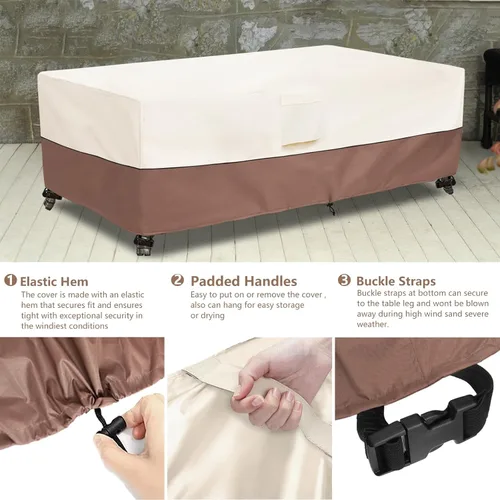 Vista 3 de okcool Funda para mesa de centro para exteriores, impermeable, rectangular, para mesa auxiliar pequeña, 48 x 28 x 16 pulgadas, fundas rectangulares