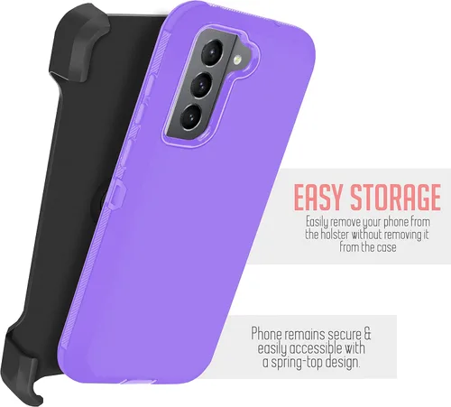 Vista 3 de Funda diseñada para Samsung Galaxy S21 FE, protección de cuerpo completo, resistente clip para cinturón, funda resistente con protector de pantalla
