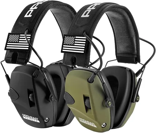 Vista 19 de PROHEAR 030 Paquete de 2 Orejeras de protección auditiva electrónica Bluetooth 5.4 para tiro con almohadillas de espuma - Negro