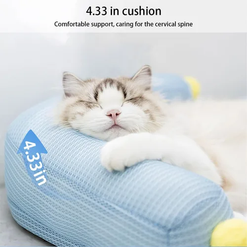 Vista 3 de Camas para gatos con almohada para interiores, alfombrillas de verano extraíbles lavables y refrescantes para mascotas Azul