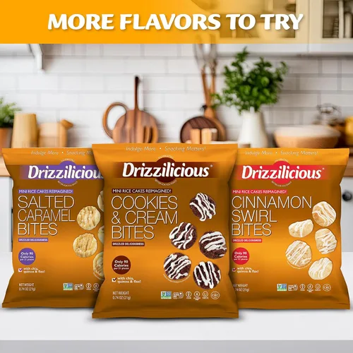 Vista 7 de Drizzilicious Paquete Variado de Mini Tortas de Arroz - Galletas de Arroz, Aperitivo Saludable para Adultos y Niños, Tortas de Arroz con Sabor