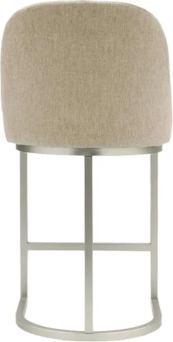 Vista 112 de Leick Home 214536 Barrelback Silla de comedor con base de metal, juego de 2, para comedor, asiento moderno de lino negro y base de metal dorado
