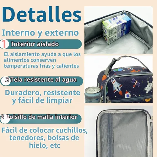 Vista 5 de Kulle Lonchera para niños, bolsa de astronauta aislada para niños