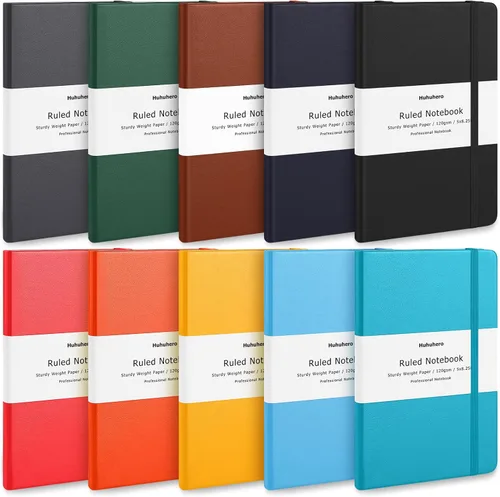 Vista 21 de Huhuhero - Diario para cuaderno con líneas, papel grueso de 120 g/m², cuaderno a rayas para la universidad, cuadernos de tapa dura para tomar notas
