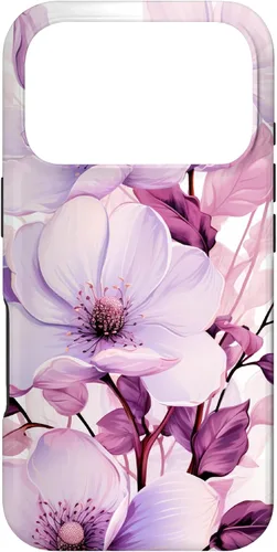 Vista 30 de Funda para iPhone 17, diseño de flores de magnolia rosa y morado lavanda