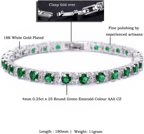 Vista 6 de RIZILIA Pulsera redonda de tenis chapada en oro blanco con piedra natal de circonita cúbica, 7 pulgadas