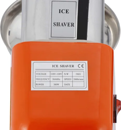 Vista 5 de Máquina de afeitar de hielo eléctrica de 300 W y máquina de cono de nieve Máquina de afeitar de hielo Trituradora de hielo 143 libras (naranja)