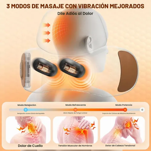 Vista 4 de Almohada masajeadora de cuello inalámbrica 3 en 1 con calor, masajeador