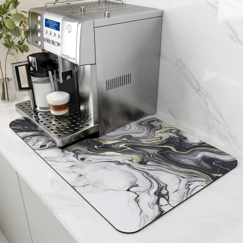 Vista 16 de AMOAMI Tapete de café absorbente con parte trasera de goma para secar platos para encimera de cocina, accesorios de bar para debajo de la cafetera