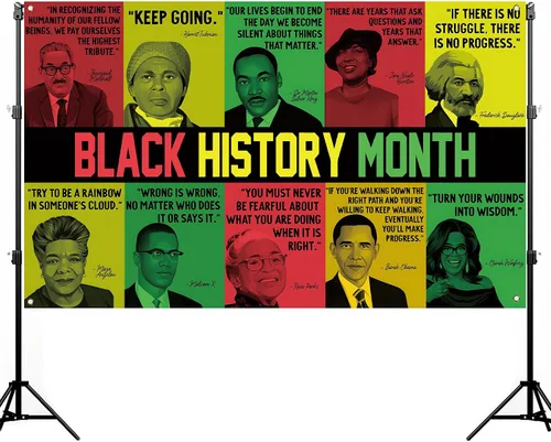 Vista 2 de Nepnuser Decoraciones del mes de la historia negra, telón de fondo de cabina de fotos afroamericana, orgullo negro, gente famosa, escuela, aula