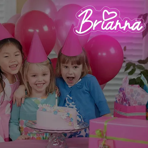 Vista 5 de Letrero de neón con el nombre Brianna para decoración de pared, luz de neón LED con el nombre Brianna para dormitorio de niños, decoración de fiesta