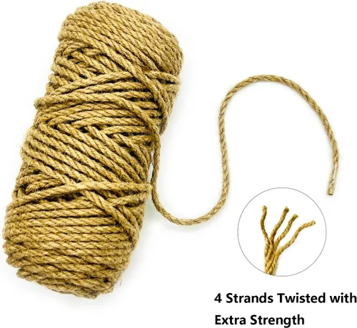 Vista 7 de Cuerda de yute de 0.236 in x 164 pies, cuerda de sisal de 1/4 de pulgada para rascador de gatos, manualidades y manualidades, cuerda de cáñamo