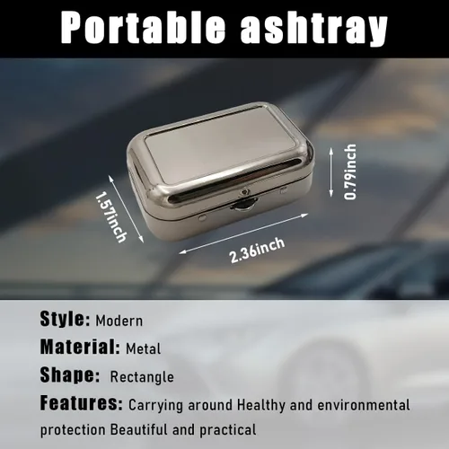 Vista 2 de Yourkar Ceniceros Portátiles, Mini Cenicero Portátil de Acero Inoxidable con Tapa a Prueba de Viento, Cenicero de Bolsillo Creativo Portátil