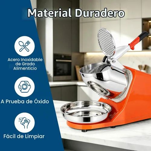Vista 4 de Máquina para picar hielo F2C, 300 watts, para preparar raspados, 143 libras, Anaranjado