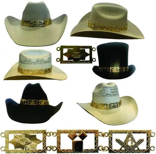 Vista 2 de GENUINE TEXAS BRAND Sombrero de oro masónico con joyas, Oro