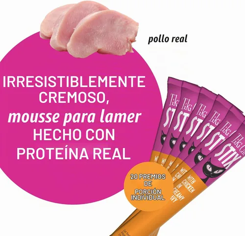 Vista 4 de Tiki Cat Stix - Golosinas húmedas para gatos, pollo, caja de 10 onzas