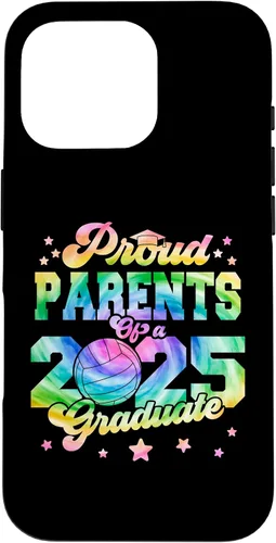 Vista 20 de iPhone 16 Parents of a 2025 Graduate Tie Dye Graduation VolleyBall Case