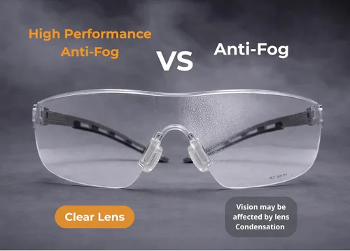 Vista 5 de KOZIFACE A18 - Lentes de seguridad para hombres y mujeres, ligeros, color gris y negro, marco ajustable flexible, elegante, protección antivaho