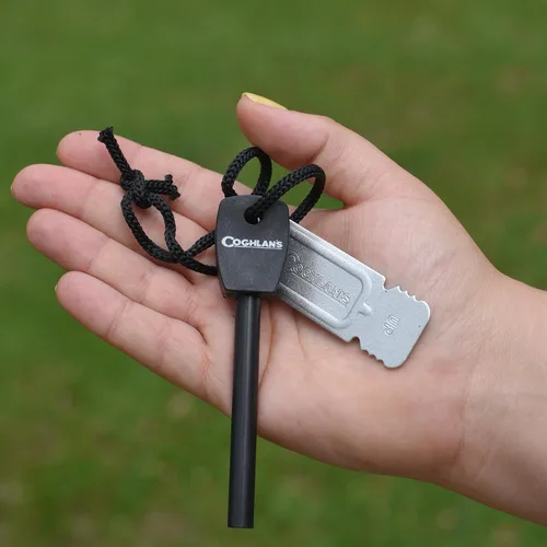 Vista 5 de Coghlan's Flint Striker Firestarter Herramienta para camping, senderismo, supervivencia de emergencia e encendido al aire libre - Varilla