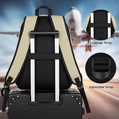 Vista 5 de YAMTION Mochila escolar, mochila clásica unisex para adolescentes con puerto USB para escuela secundaria, universidad, oficina, trabajo, viajes