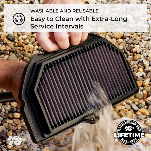 Vista 7 de K&N Filtro de aire del motor: Alto rendimiento, Premium, Filtro de aire Powersport: Se adapta a modelos de vehículos KAWASAKI seleccionados