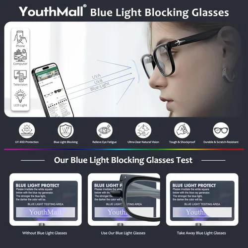 Vista 6 de Lentes cuadrados de moda para mujeres y hombres, lentes de bloqueo de luz azul de moda para computadora