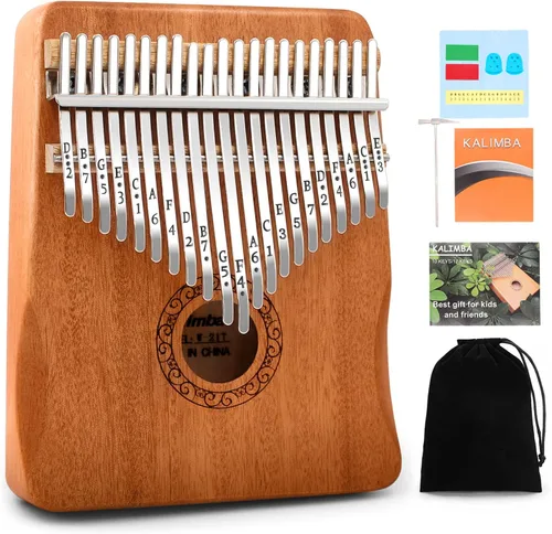 Vista 8 de YUNDIE - Piano de pulgar Kalimba, portátil de 17 teclas con martillo de afinación e instrucciones, instrumentos musicales, regalo de cumpleaños
