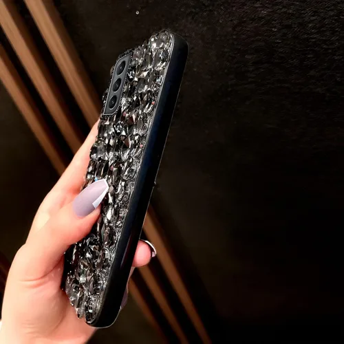 Vista 6 de Funda para Samsung Galaxy S21 Diamond - 3D Glitter Sparkle Bling Luxury Shiny Crystal Bumper Clear Gems Cute Protective Girly Case (negro)