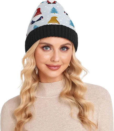 Vista 7 de SHJI Bolsa de regalo de bastón de caramelo de Navidad para hombre, gorro de invierno cálido de punto, gorro de cráneo Slouch Gorra de pesca, gorros