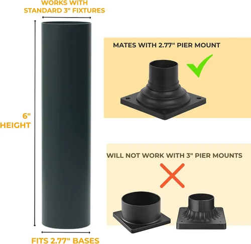 Vista 2 de KASTLITE Poste para adaptador de montaje en muelle, 6 pulgadas de alto, aluminio con recubrimiento en polvo y no corrosivo, duradero, diseño a