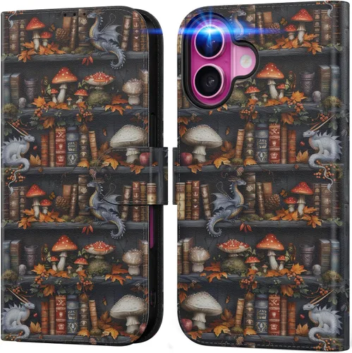 Vista 33 de DEENAKIN Funda tipo cartera para iPhone 15 con tarjetero + clip para efectivo, bloqueo RFID, protección contra caídas de grado militar y obras