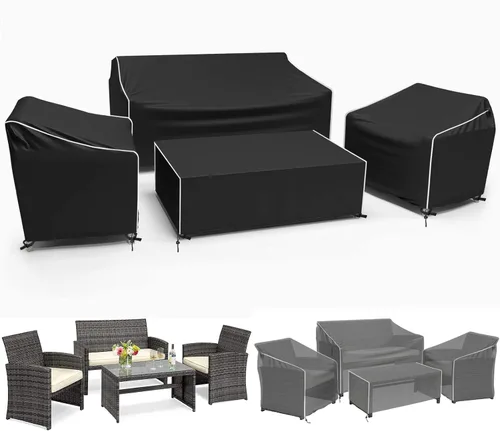 Vista 11 de Gasadar Funda Impermeable para Muebles de Exterior, Fundas de Juego de Muebles de Patio para Sofá Biplaza, Silla y Mesa de Centro, 600D Resistente