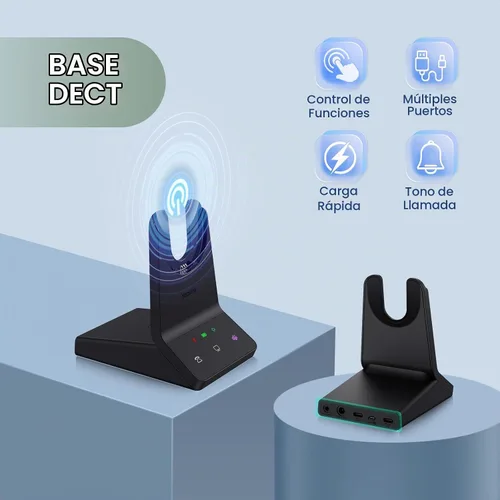Vista 7 de Auriculares inalámbricos Yealink WH68 Duo DECT y Bluetooth 606ft Range