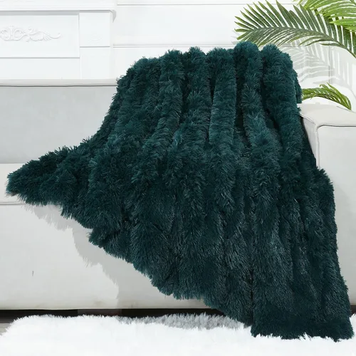 Vista 10 de GONAAP Manta de Tiro Difusa de Piel Sintética Negra Súper Suave Acogedora Felpa Difusa Peluda para Sofá Sillón Cama (Negro, Tiro(50"x60"))