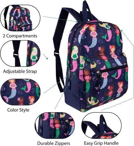 Vista 4 de Moda West Paquete de 24 mochilas deportivas a granel de 17 pulgadas en 8 estilos surtidos - Estuche de bolsas para libros