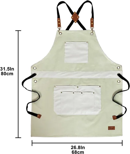 Vista 2 de Pelocapa Woodworking Tools Apron for Men Heavy Duty Waterproof Cotton Canvas Apron with 6 Pockets