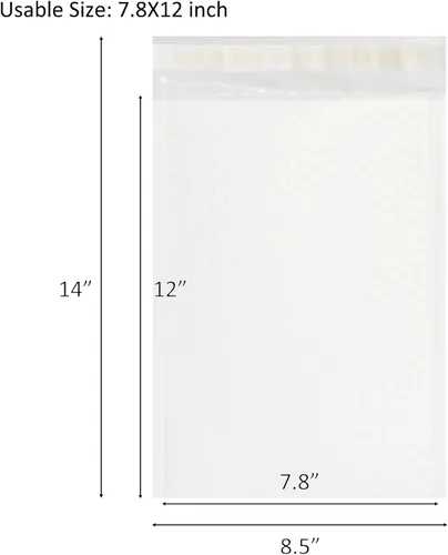 Vista 2 de zmybcpack Sobres de burbujas de polietileno blanco de 8.5 x 12 pulgadas, paquete de 50 Sobres acolchados para envío, autosellados, para envío