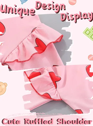 Vista 5 de BOMDEALS Adorable conjunto de ropa para niñas pequeñas, camiseta de manga larga + pantalones