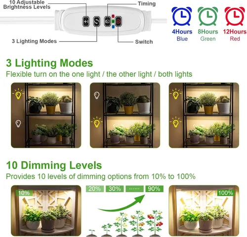 Vista 3 de FOXGARDEN Tira de luz de cultivo para plantas de interior, lámpara brillante de 192 LED de espectro completo con temporizador de encendido/apagado