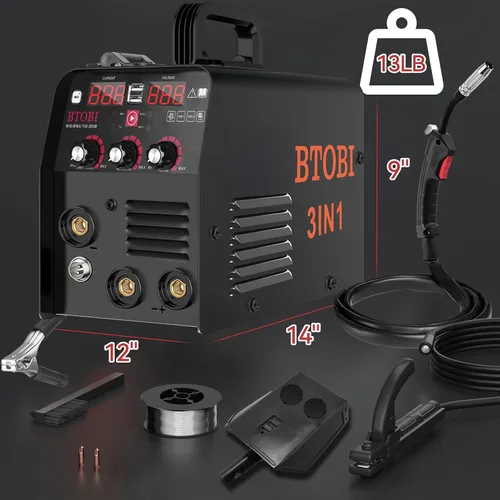 Vista 5 de Soldador MIG 135A 110V, 3 en 1 núcleo de flujo sin gas MIG/Lift TIG/Stick soldador, máquina de soldadura inversor IGBT portátil con pantalla digital