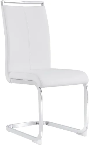 Vista 10 de Juego de 2 sillas de comedor, sillas de cocina, sillas sin brazos, sillas laterales de cuero y patas de metal con respaldo alto