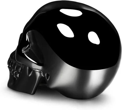 Vista 4 de Skullis Cabeza de calavera de cristal de obsidiana negra de 2.0 pulgadas, escultura de arte fino de piedras preciosas talladas a mano, estatua