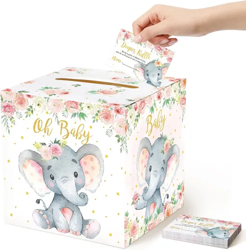 Vista 12 de Fumete 51 piezas Caja de tarjetas de rifa de pañales con osos con tarjetas de rifa de pañales insertadas, No podemos esperar, para baby shower