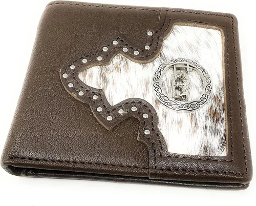 Vista 2 de Western - Cartera corta plegable de cuero de vaca para hombre, con múltiples emblemas (Rodeo), Rodeo, Cartera plegable