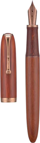 Vista 10 de HONG DIAN Pluma estilográfica A10, punta suave extra fina, madera de ébano negro con diseño de tapa magnética y juego de caja de metal